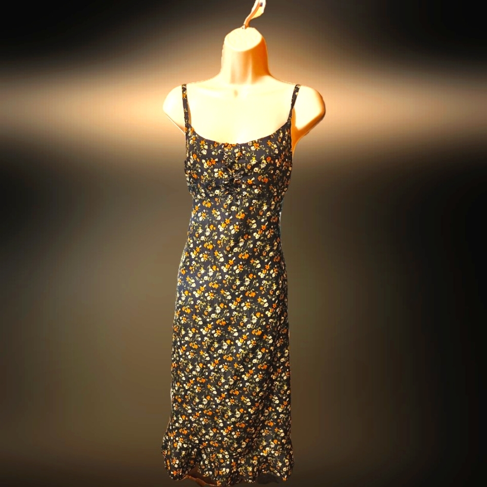 Vintage Italian Floral Spaghetti Strap Dress- Size M